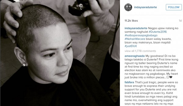 Inday Sara Duterte shaves head