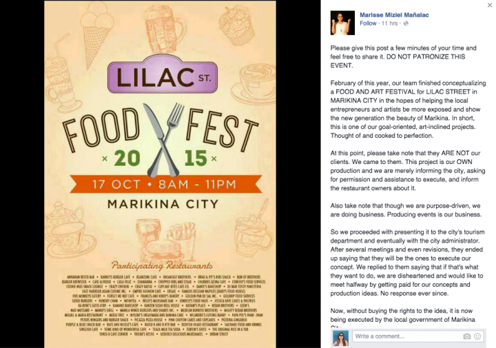 Marikina city government allegedly steals event idea 2