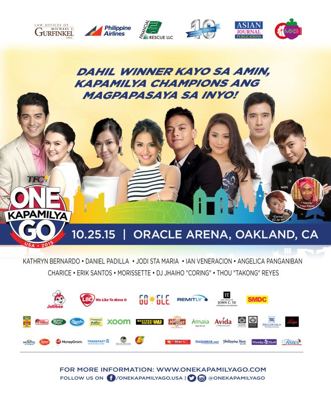 8th "One Kapamilya Go" in the U.S. comes to historic Oracle Arena on Oct 25 1 OKGo!US2015
