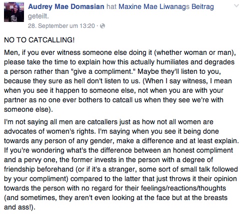 Extremely Rude Comment Made on a Post About Catcalling