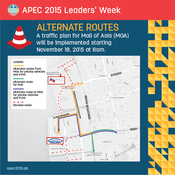 APEC 2015: MMDA Road & Traffic Advisory 4 12187676_993702394001756_7873009935799821184_n