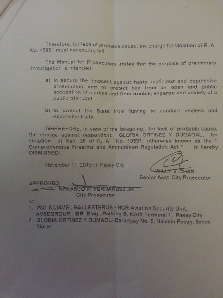 DOJ Dismisses Case of Laglag Bala Claims Against "Nanay Gloria" 3 12243247_10153247760448061_8546958043756401435_n