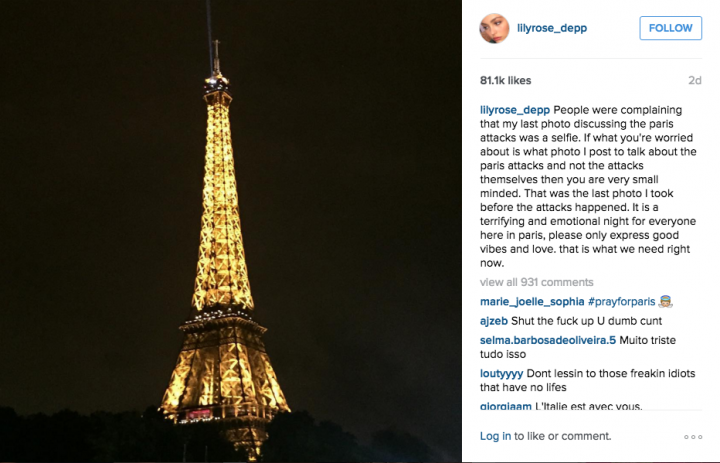 Lily Rose Depp Paris terror attacks 2