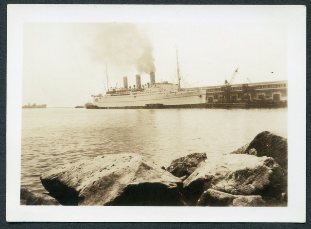 "This is the "Empress of Canada" tied up at pier #5. The longest pier in the world."