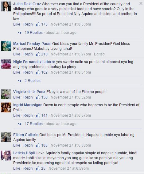 Netizens React to Aquino Family Eating in Fastfood Restaurant 3