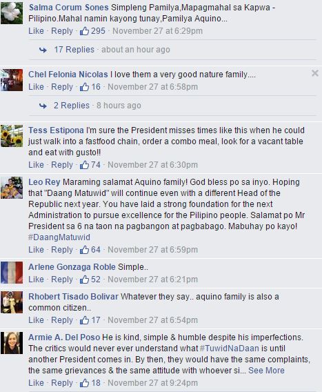 Netizens React to Aquino Family Eating in Fastfood Restaurant 4
