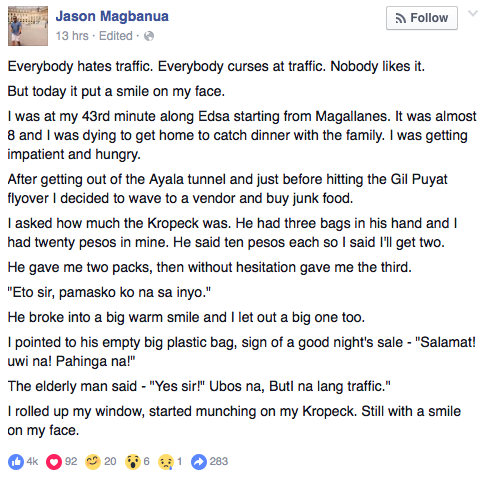 Jason Magbanua buti na lang traffic