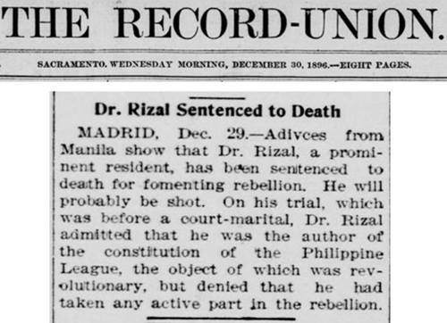 LOOK Newspaper Article Dating Back to 1896 Details Rizal's Fate