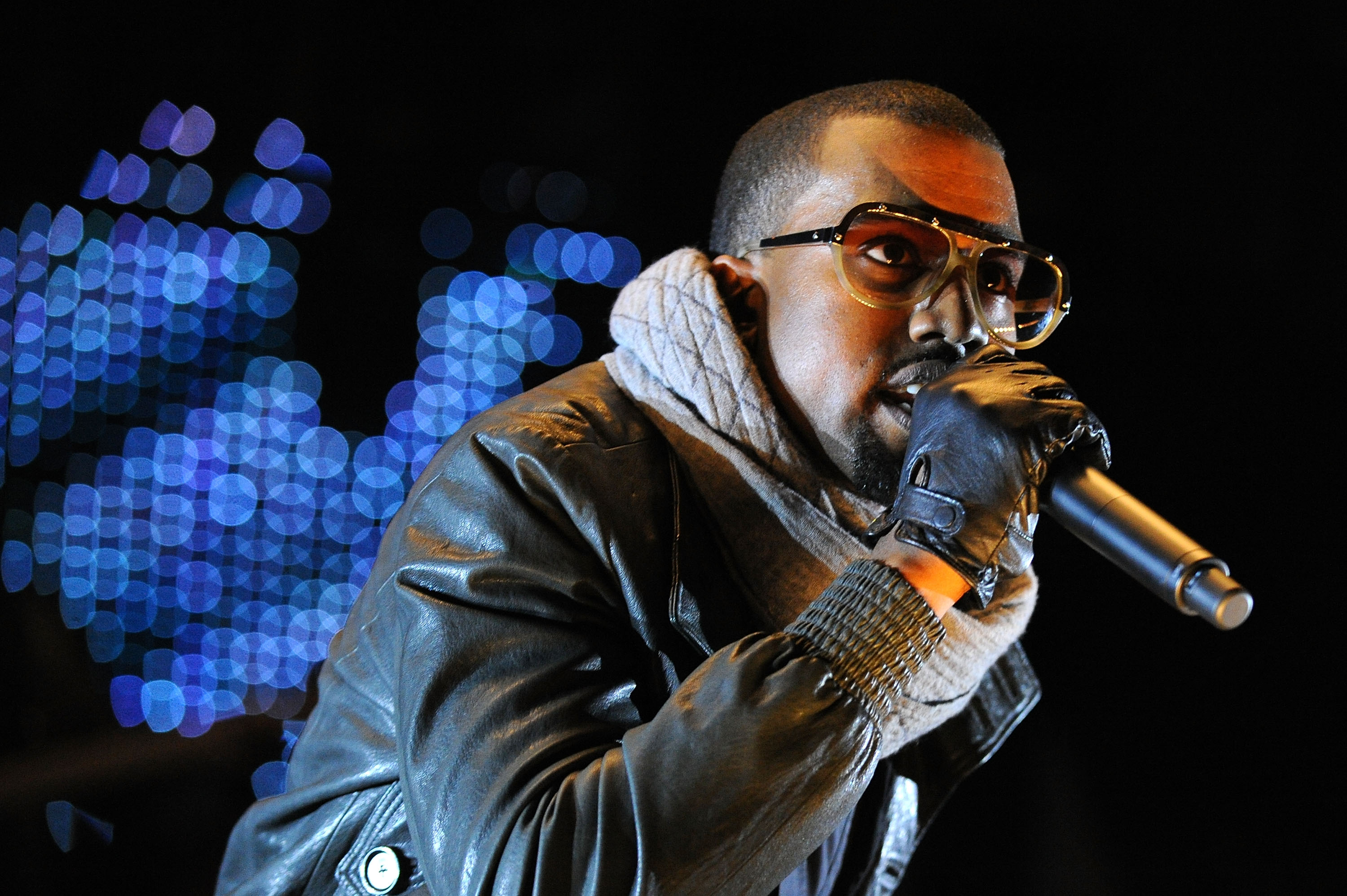 MELBOURNE, AUSTRALIA - FEBRUARY 09: US R&B musician Kanye West performs on stage at the Melbourne stop of the Good Vibrations Festival 2008 at the Sidney Myer Music Bowl on February 9, 2008 in Melbourne, Australia. Good Vibrations is an annual music festival staged at various Australia cities within natural surroundings as the backdrop for proceedings. (Photo by Kristian Dowling/Getty Images)