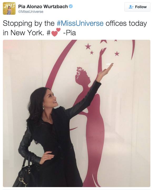 Pia Wurtzbach Miss Universe NY Office