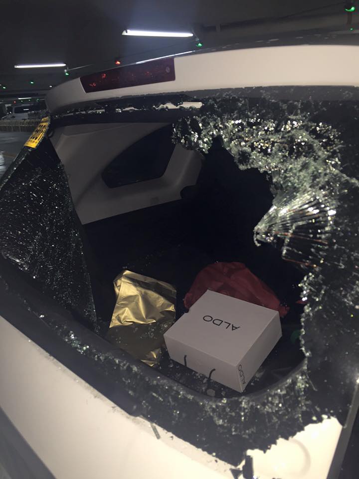 READ Car's Rear Winshield Shattered in Mall Parking Lot