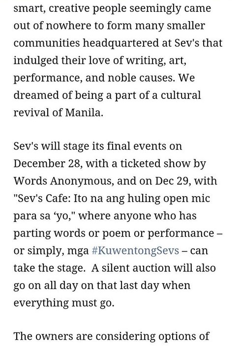 Saddest Hugot of the Year: Sev's Cafe Officially Closed 4 Sev's Cafe Officially Closing on Jan (3)