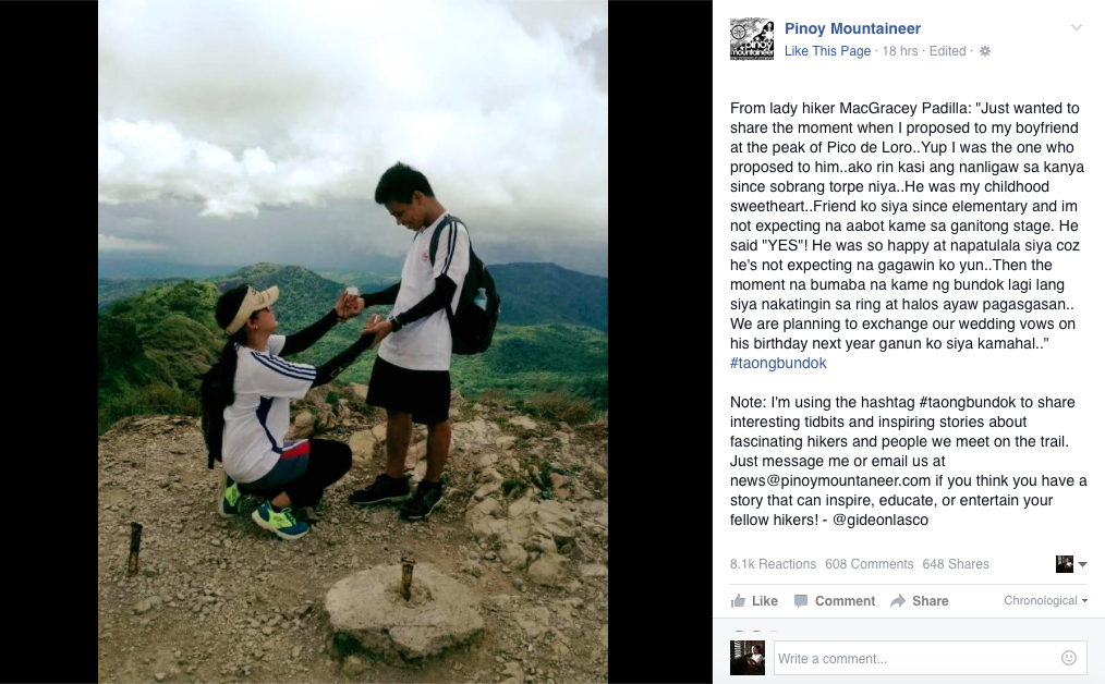 pinay mountaineer proposal