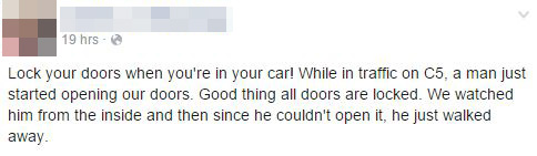 WARNING Netizen Shares Story of Men Opening Car Doors in C5 During Traffic