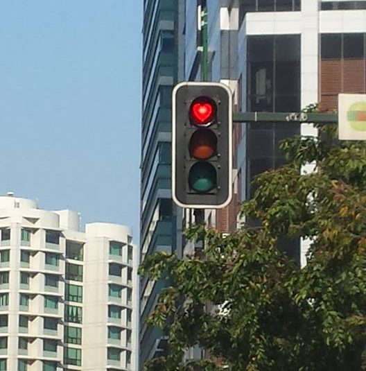 BGC Turned their Red Traffic Lights to Hearts for Valentine's
