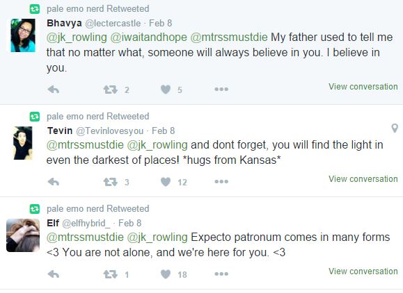 JK Rowling Responds to Fan's Cry For Help on Twitter 4