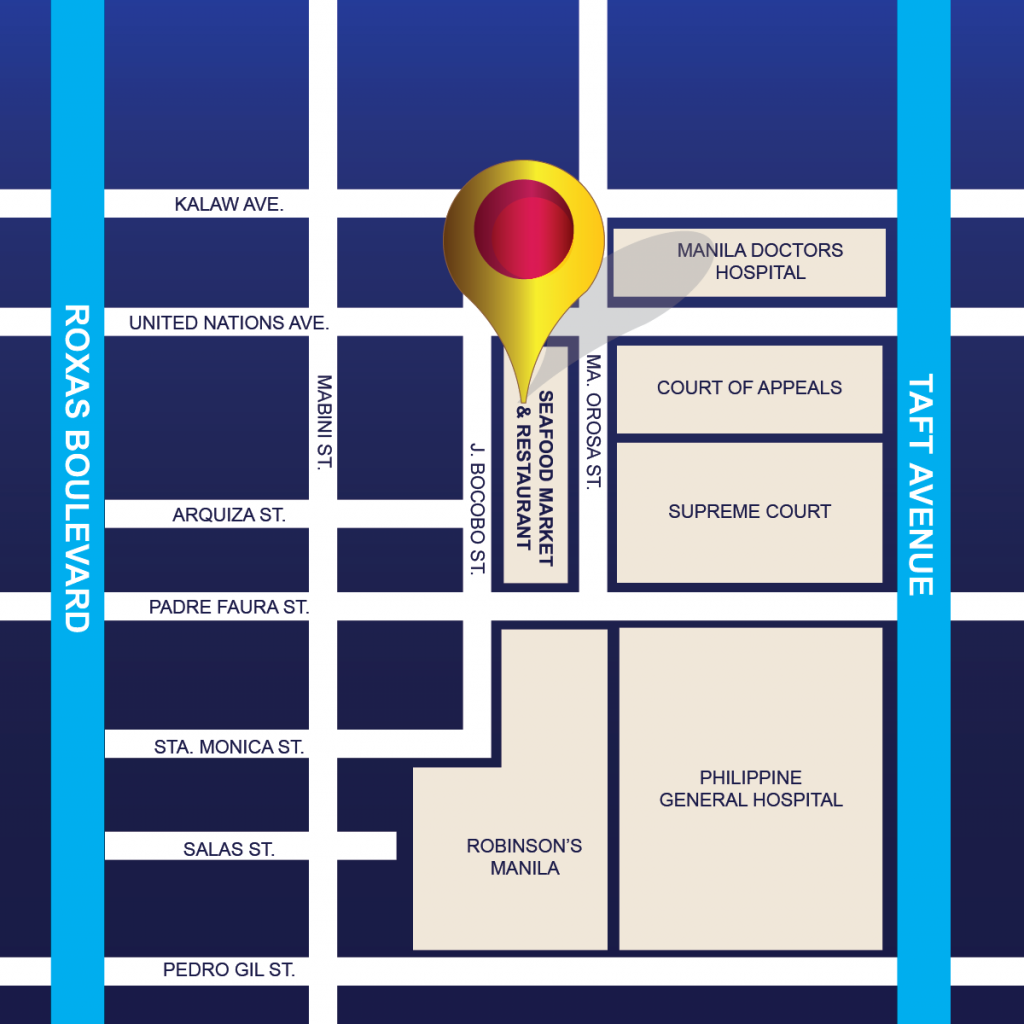 Seafood Market and Restaurant Map