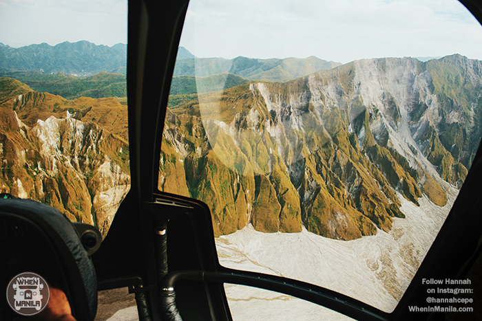 Helicopter over mt pinatubo