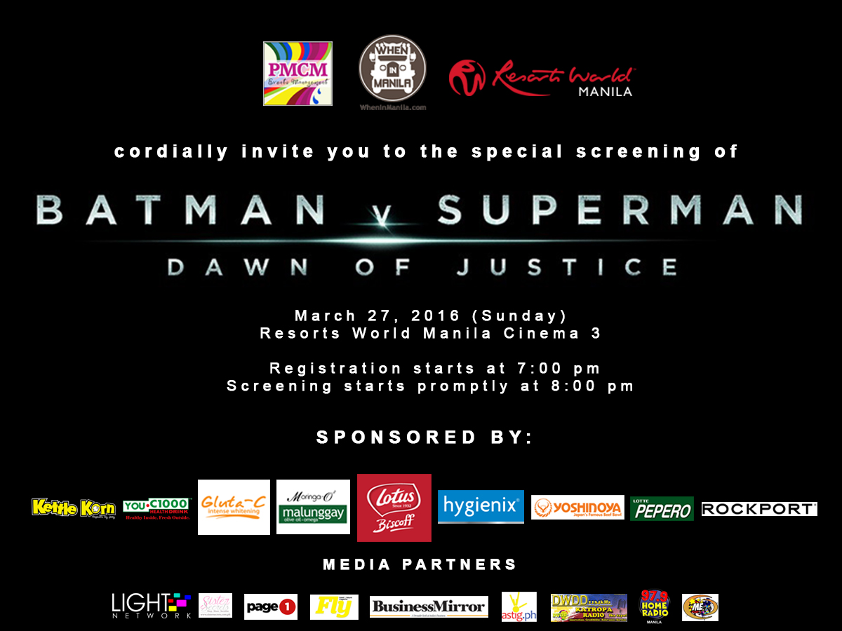 "Batman v Superman" Special Block Screening at Resorts World Manila Official Trailer Wonder Woman DC Movie PMCM