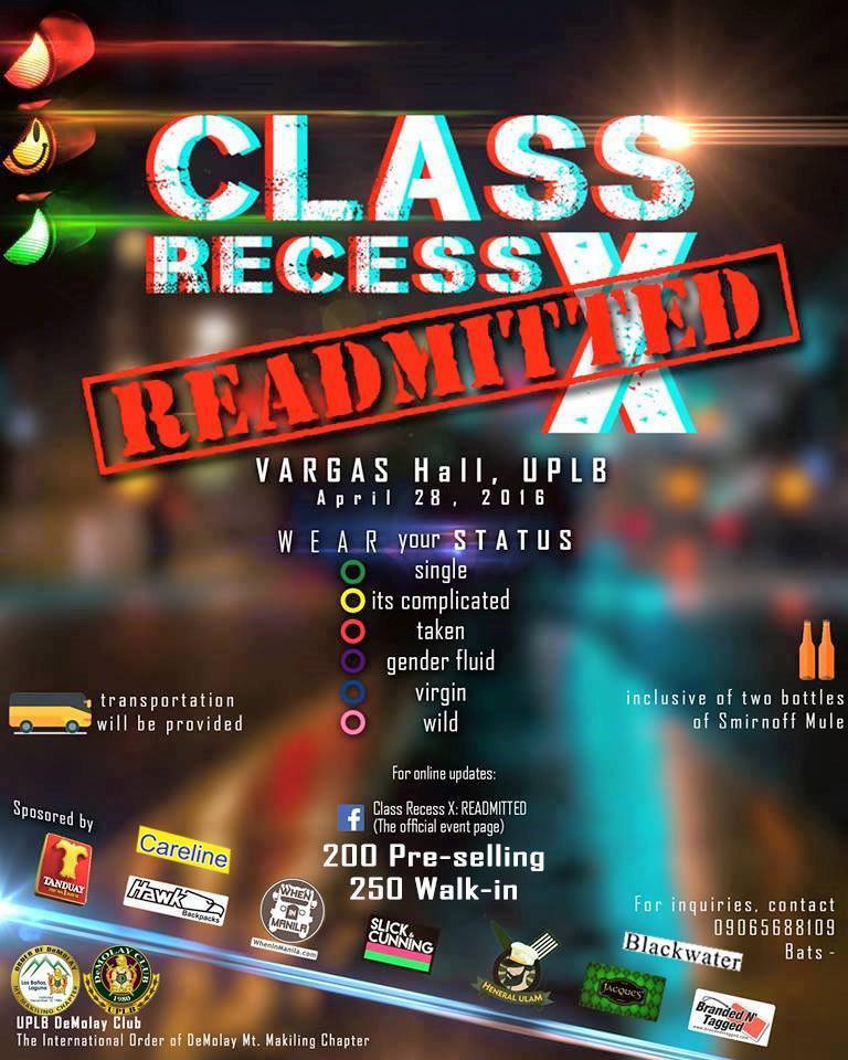 Class Recess X: Readmission — Let the Good Times Roll at the Baddest Party in Elbi UP