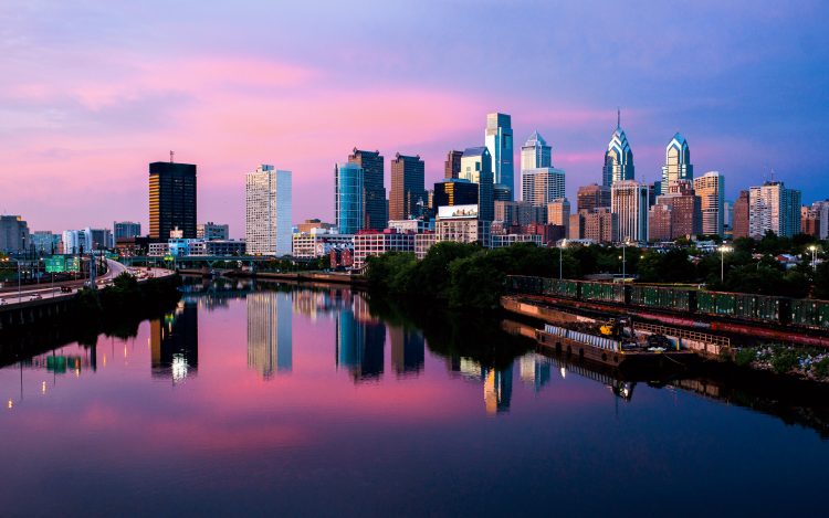 Picture taken from the new South st Bridge of the Philadelphia skyline.