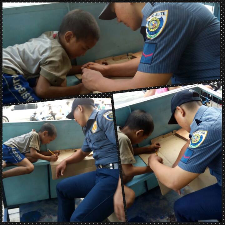 LOOK Policeman Teaches Young Boy to Write