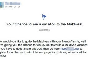 Maldives Facebook Contest Scam