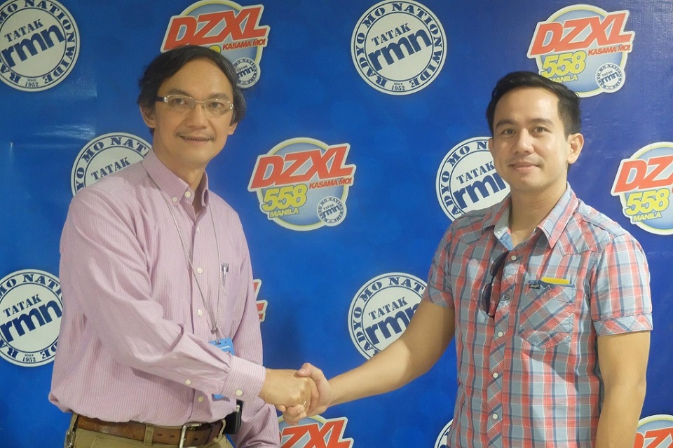 VOTY Founder Pocholo Gonzales with DZXL Manila Station Manager Jenil Demorito