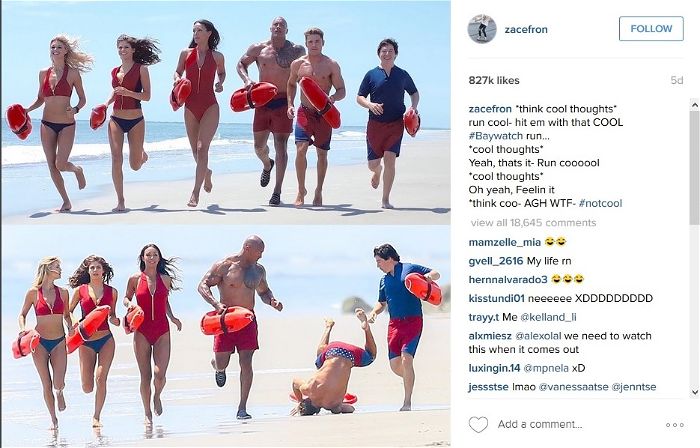 Zac Efron Trips on Baywatch Set, Turns into Hilarious Memes