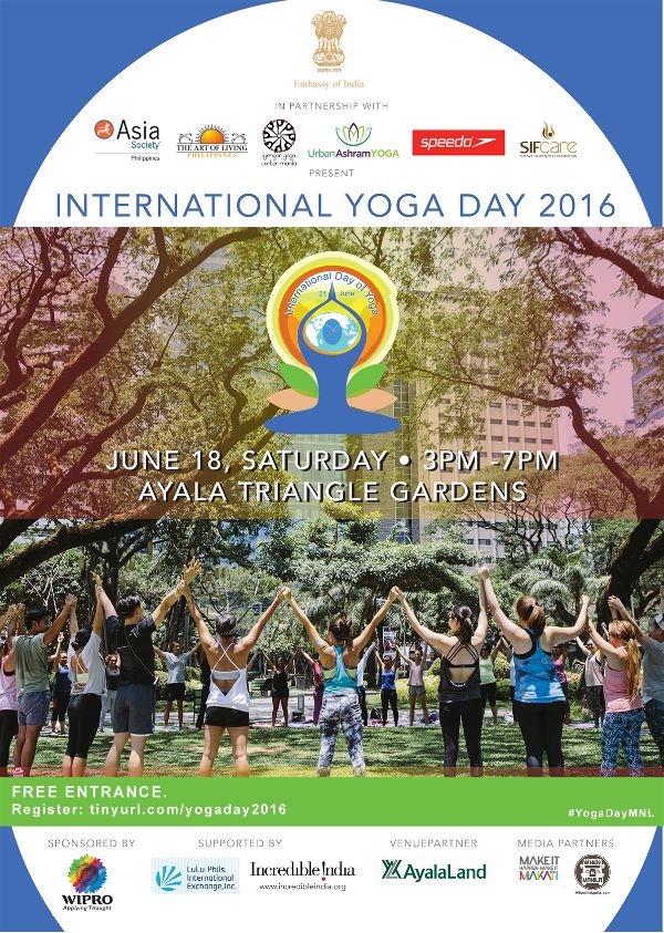 Celebrate the 2nd International Day of Yoga on June 18th @ the Ayala Triangle
