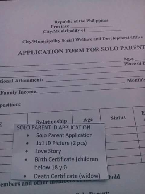 solo parent ID requirement
