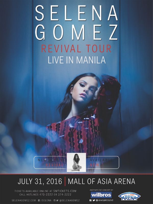 Selena Gomez "Revival Tour" Live in Manila: July 31 @ Mall of Asia Arena!