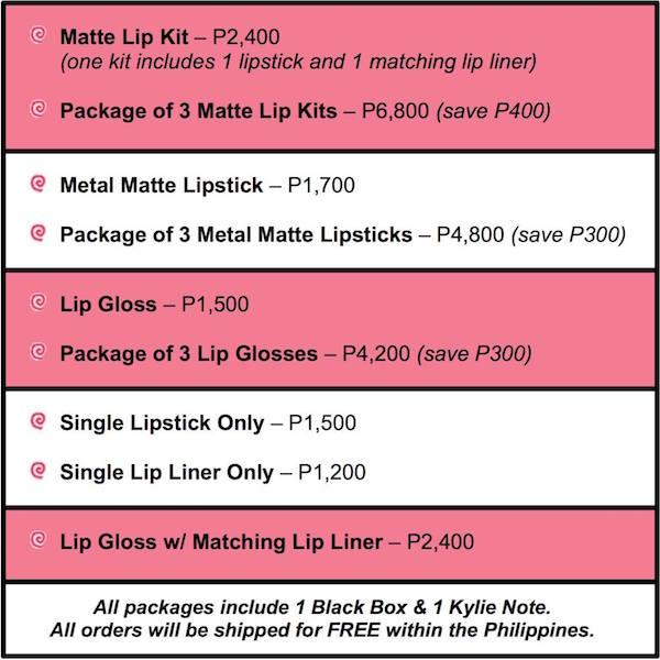 Price Kylie Lip Kit Philippines