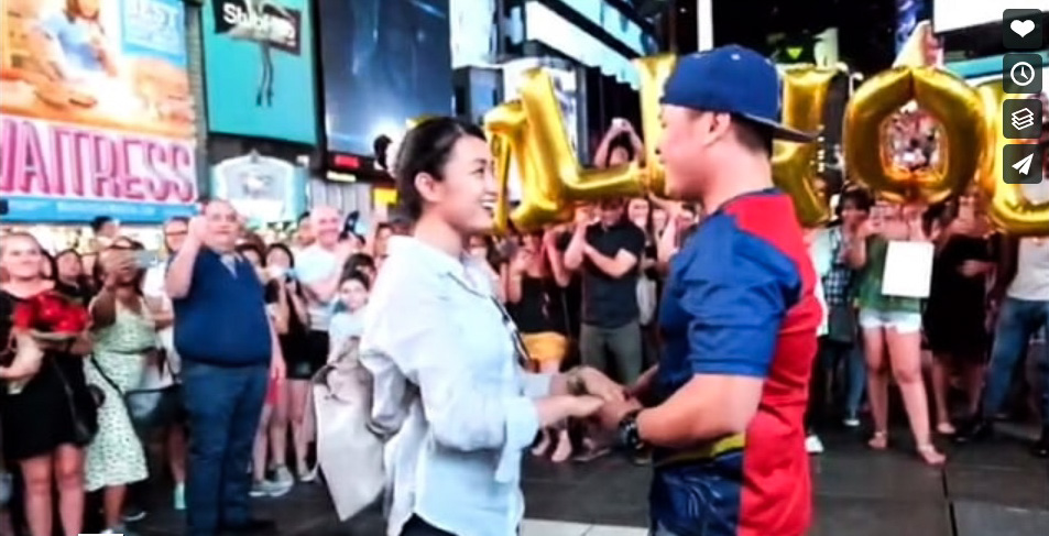 Filipino Chef's Surprise Proposal to Girlfriend at Times Square New York