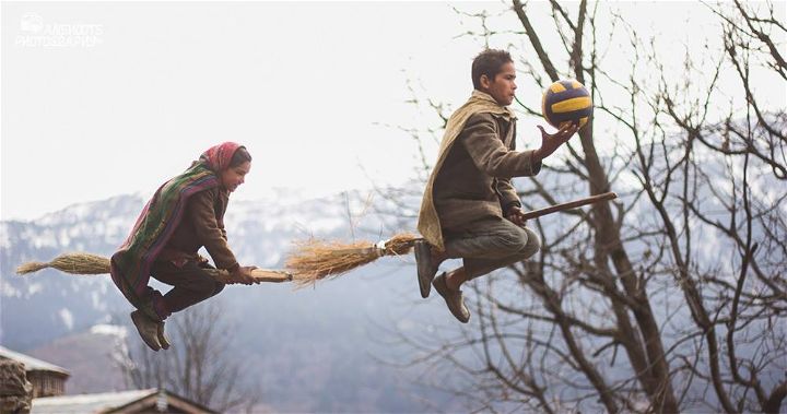 Teacher Set Up Photoshoot so His Students Look Like They're Playing Quidditch Harry Potter