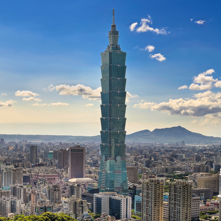 Skyscraper in Taipei, cityscape in day in Taiwan.