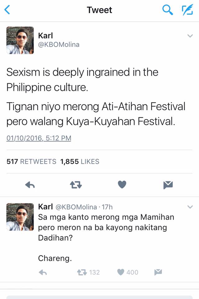 Hilarious Tweets Show How 'Sexism Is Deeply Ingrained in the Philippine Culture' 1 tweets-sexism-ph-culture-1