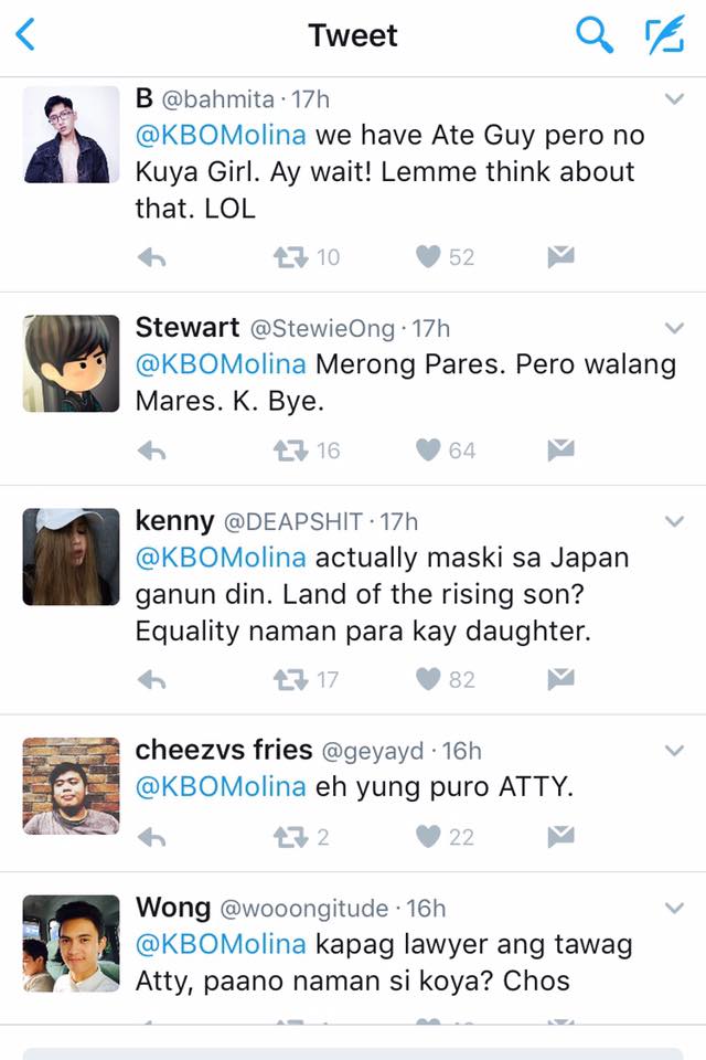 Hilarious Tweets Show How 'Sexism Is Deeply Ingrained in the Philippine Culture' 2 tweets-sexism-ph-culture-2