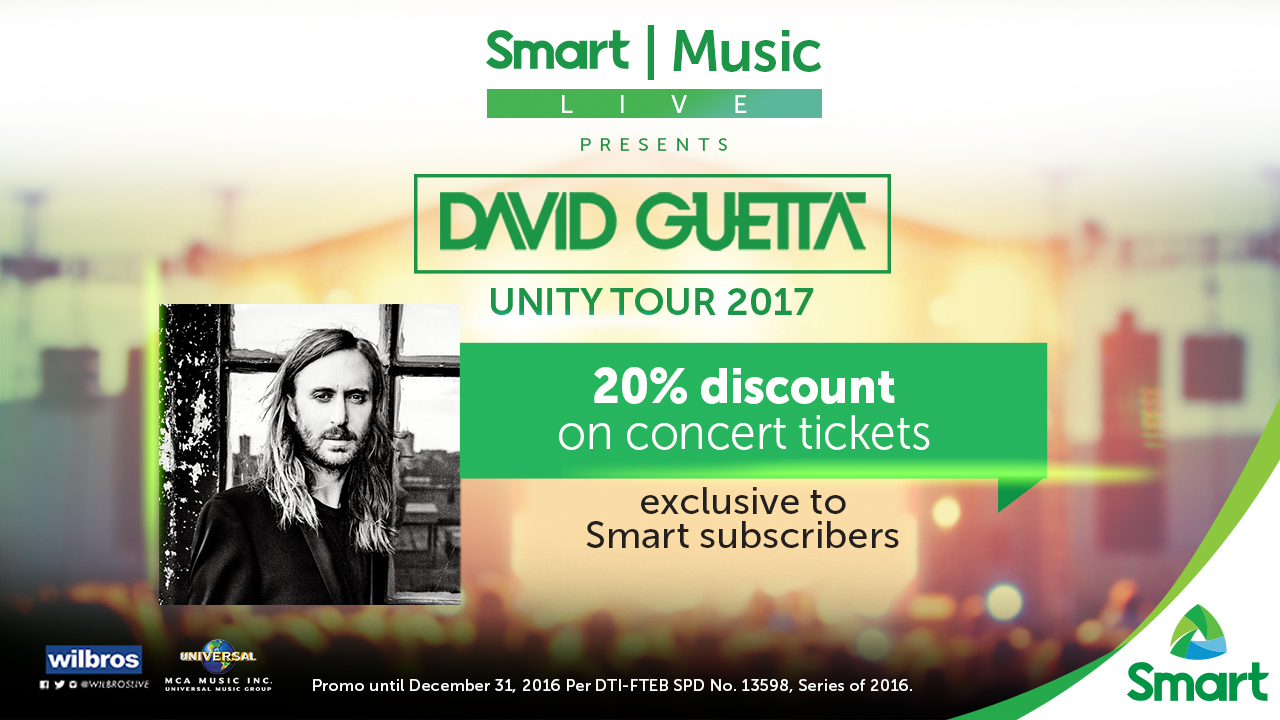 Get 20% discount on David Guetta - Unity Tour tickets!