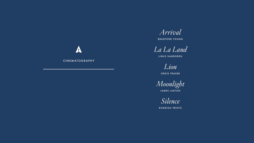 Oscars 2017 Best Cinematography Nominees