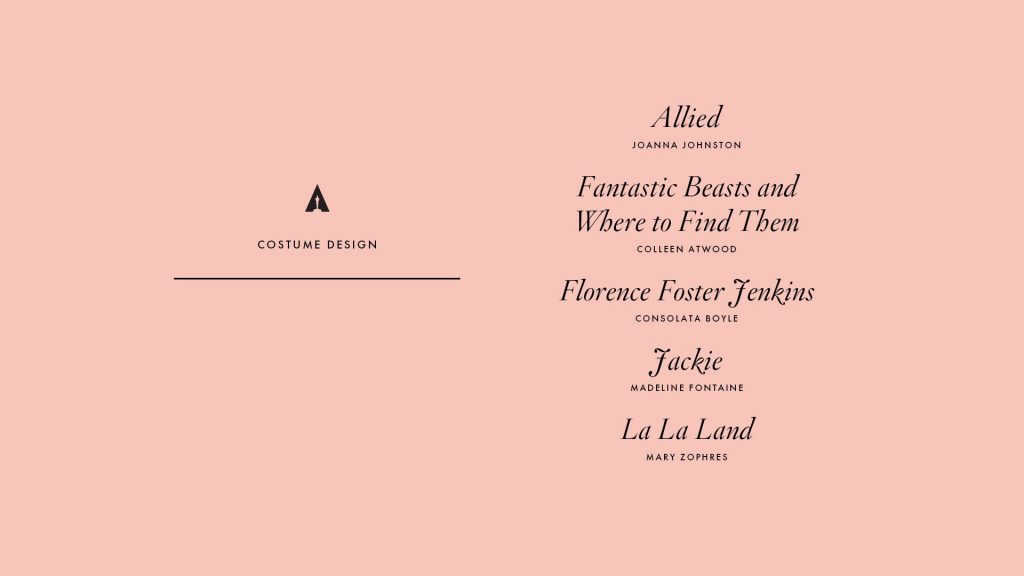 Oscars 2017 Best Costume Design Nominees