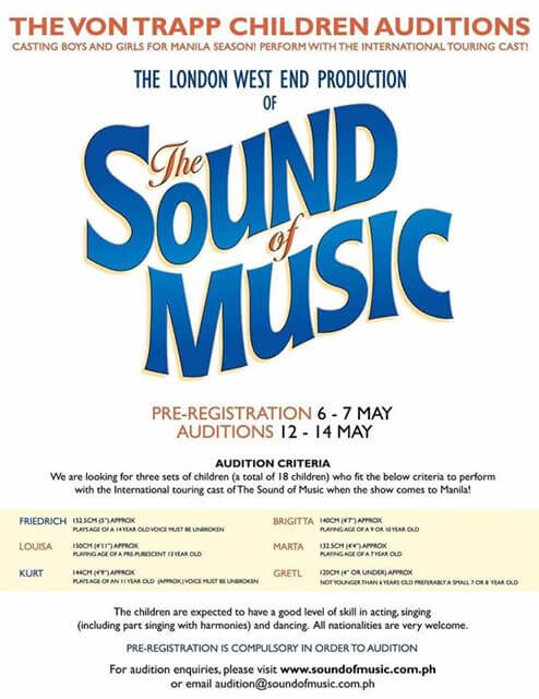 Sound of Music Manila Auditions