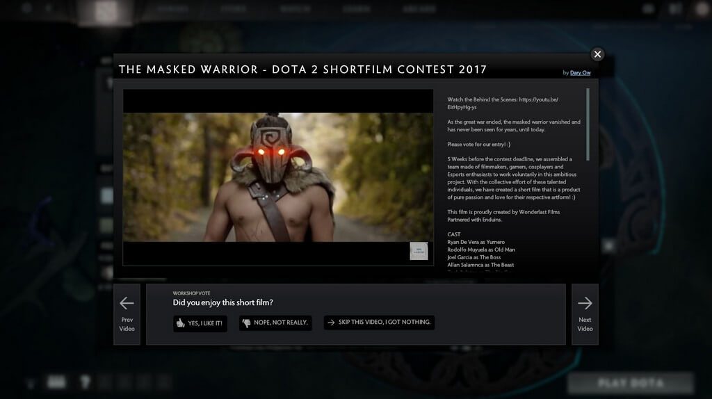 TI7 Voting for The Masked Warrior