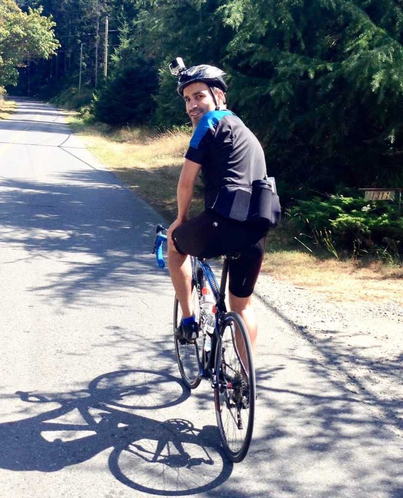 Biking Lukas last Summer