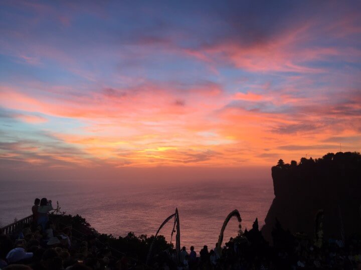 Pink sunset at Uluwatu