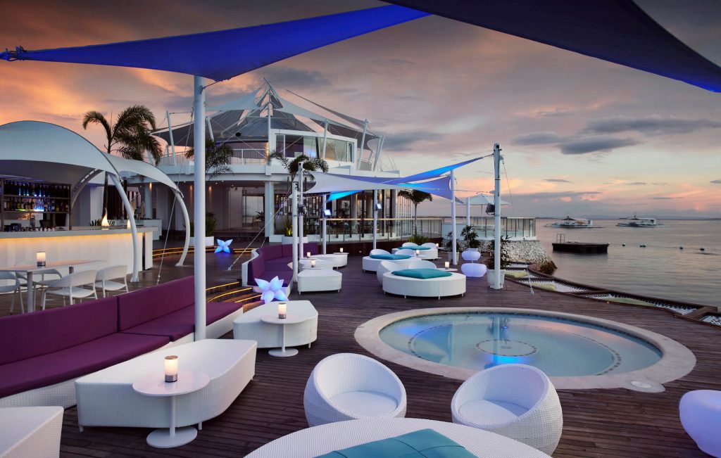 The outdoor lounge of Ibiza Beach Club in Movenpick Hotel Mactan Island Cebu