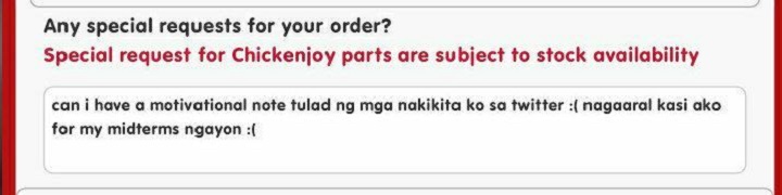 Jollibee Delivery Special Request