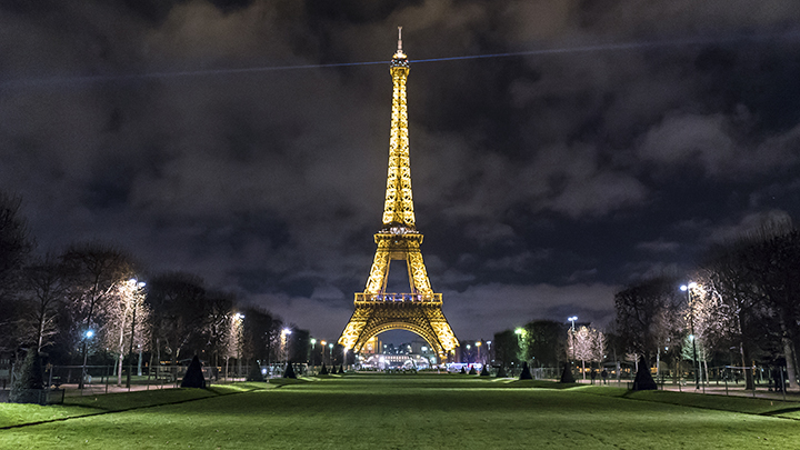 Eiffel Tower by night Paris FRANCE