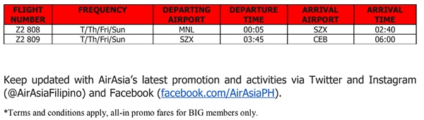 AirAsia enhances connectivity to China with new Manila - Shenzhen route | All-in promo fares from as low as P1,990* are up for grabs now at airasia.com 2 1 AirAsia Manila ShenZhen 1