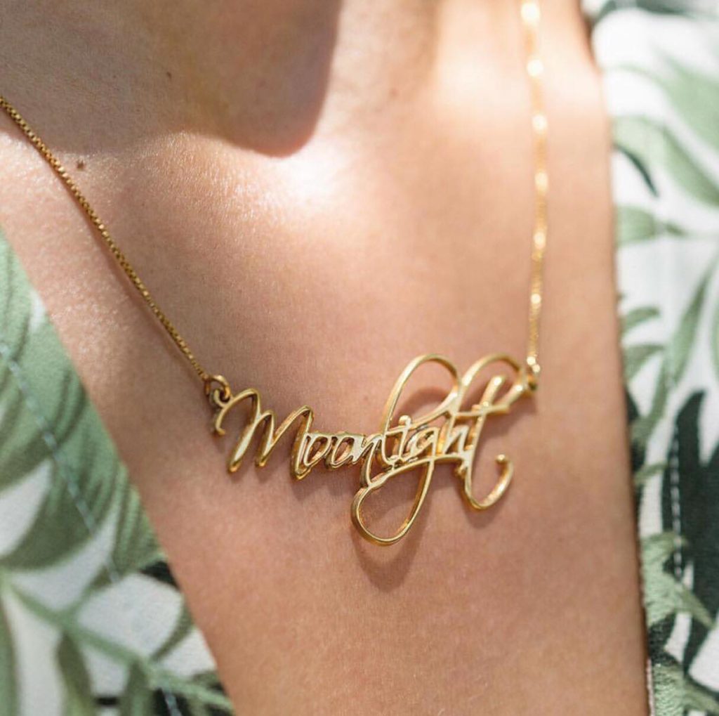 Necklaces with shop names on them